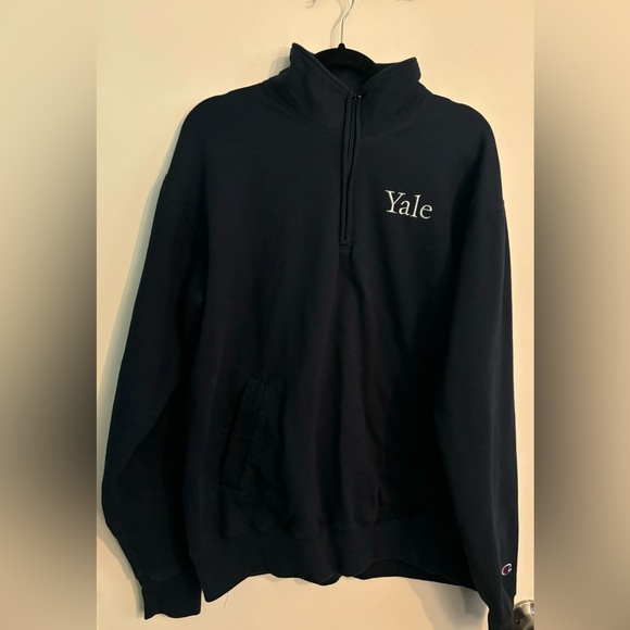 Champion Men’s 1/4 Zip Yale Embroidered Navy Pullover Sz XL Eco Authentic - Picture 1 of 7
